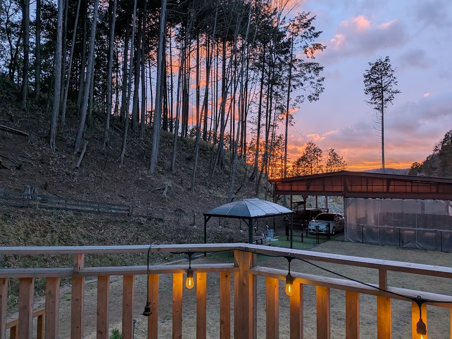 グランピングの夕焼け